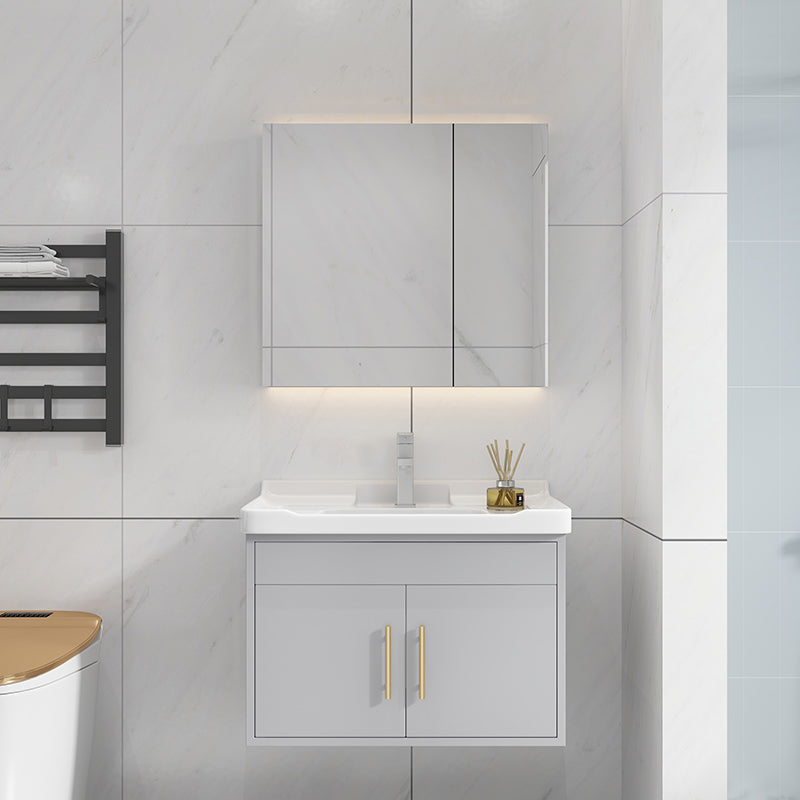 Glam Bathroom Sink Vanity Wall Mount Bathroom Vanity with Mirror Vanity & Faucet & Mirror Cabinet https: res.litfad.com site img item 2023 01 17 7263918 1200x1200.jpg Clearhalo 'Bathroom Remodel & Bathroom Fixtures' 'Bathroom Vanities' 'bathroom_vanities' 'Home Improvement' 'home_improvement' 'home_improvement_bathroom_vanities' 7263918