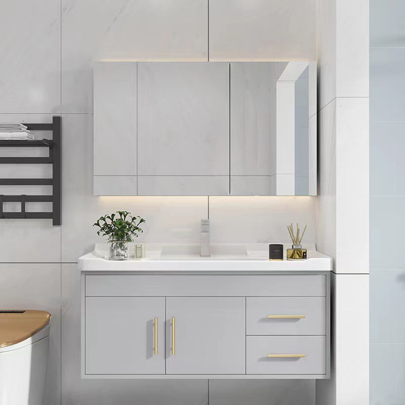 Glam Bathroom Sink Vanity Wall Mount Bathroom Vanity with Mirror Vanity & Faucet & Mirror Cabinet https: res.litfad.com site img item 2023 01 02 7263920 1200x1200.jpg Clearhalo 'Bathroom Remodel & Bathroom Fixtures' 'Bathroom Vanities' 'bathroom_vanities' 'Home Improvement' 'home_improvement' 'home_improvement_bathroom_vanities' 7263920