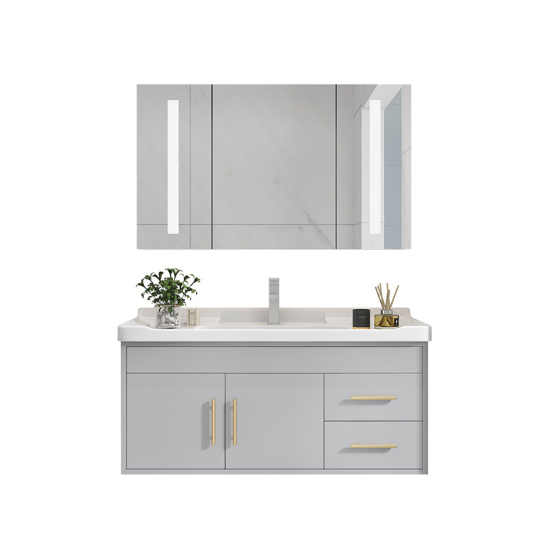 Glam Bathroom Sink Vanity Wall Mount Bathroom Vanity with Mirror Clearhalo 'Bathroom Remodel & Bathroom Fixtures' 'Bathroom Vanities' 'bathroom_vanities' 'Home Improvement' 'home_improvement' 'home_improvement_bathroom_vanities' 7263924