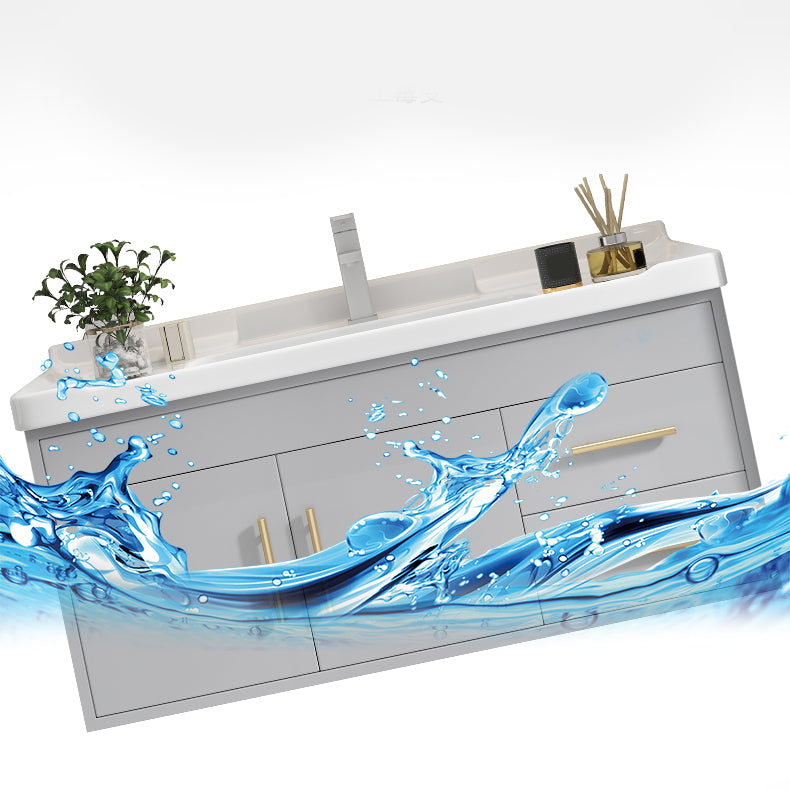 Glam Bathroom Sink Vanity Wall Mount Bathroom Vanity with Mirror Clearhalo 'Bathroom Remodel & Bathroom Fixtures' 'Bathroom Vanities' 'bathroom_vanities' 'Home Improvement' 'home_improvement' 'home_improvement_bathroom_vanities' 7263925