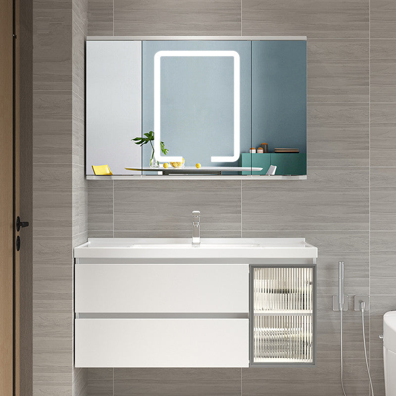 Glam Bathroom Vanity Set Wall Mount Bathroom Sink Vanity with Mirror Clearhalo 'Bathroom Remodel & Bathroom Fixtures' 'Bathroom Vanities' 'bathroom_vanities' 'Home Improvement' 'home_improvement' 'home_improvement_bathroom_vanities' 7263938