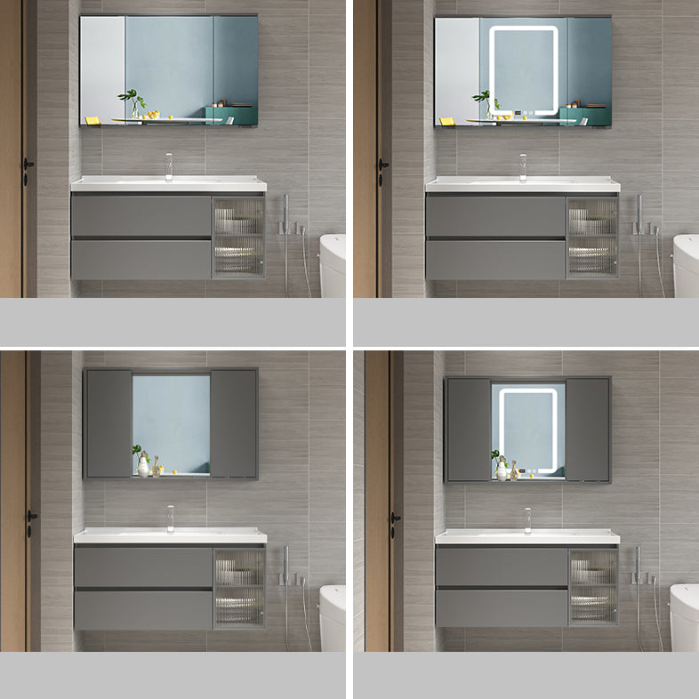 Glam Bathroom Vanity Set Wall Mount Bathroom Sink Vanity with Mirror Clearhalo 'Bathroom Remodel & Bathroom Fixtures' 'Bathroom Vanities' 'bathroom_vanities' 'Home Improvement' 'home_improvement' 'home_improvement_bathroom_vanities' 7263939