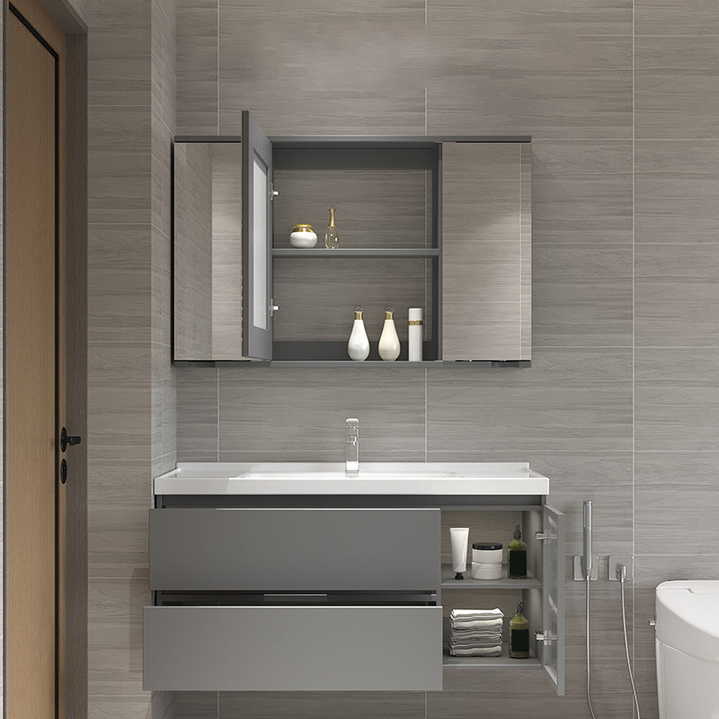 Glam Bathroom Vanity Set Wall Mount Bathroom Sink Vanity with Mirror Clearhalo 'Bathroom Remodel & Bathroom Fixtures' 'Bathroom Vanities' 'bathroom_vanities' 'Home Improvement' 'home_improvement' 'home_improvement_bathroom_vanities' 7263940