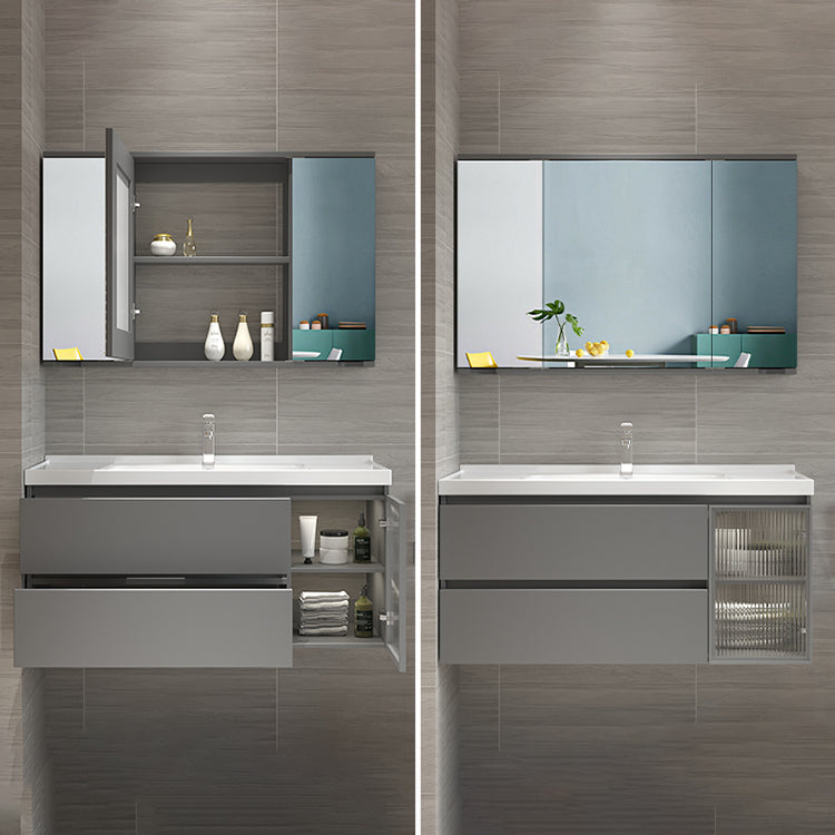 Glam Bathroom Vanity Set Wall Mount Bathroom Sink Vanity with Mirror Clearhalo 'Bathroom Remodel & Bathroom Fixtures' 'Bathroom Vanities' 'bathroom_vanities' 'Home Improvement' 'home_improvement' 'home_improvement_bathroom_vanities' 7263946