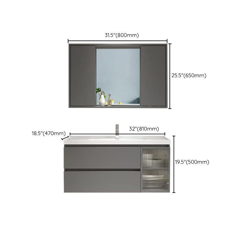 Glam Bathroom Vanity Set Wall Mount Bathroom Sink Vanity with Mirror Clearhalo 'Bathroom Remodel & Bathroom Fixtures' 'Bathroom Vanities' 'bathroom_vanities' 'Home Improvement' 'home_improvement' 'home_improvement_bathroom_vanities' 7263949