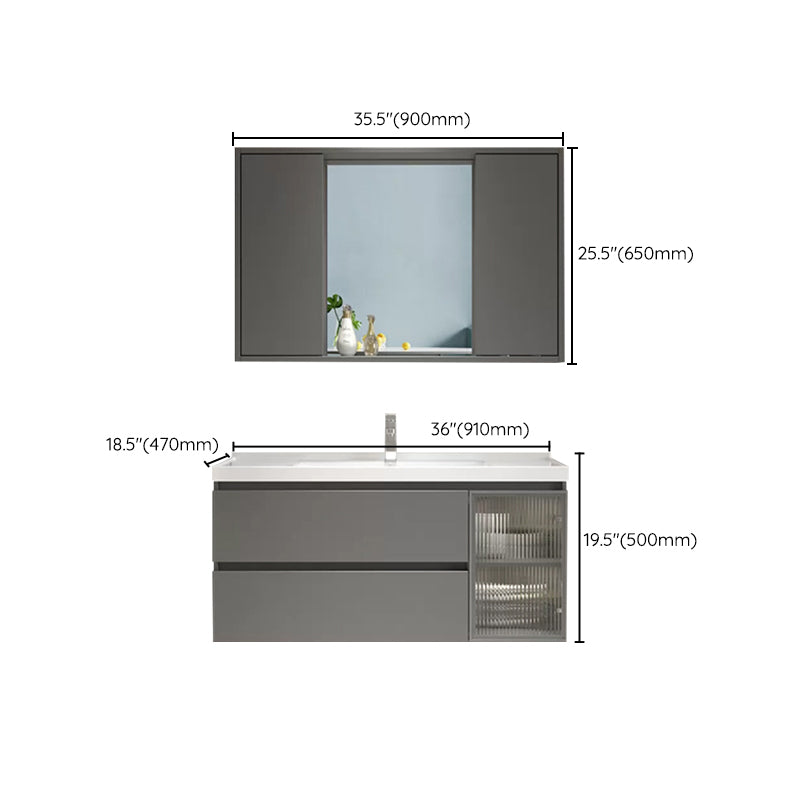 Glam Bathroom Vanity Set Wall Mount Bathroom Sink Vanity with Mirror Clearhalo 'Bathroom Remodel & Bathroom Fixtures' 'Bathroom Vanities' 'bathroom_vanities' 'Home Improvement' 'home_improvement' 'home_improvement_bathroom_vanities' 7263950