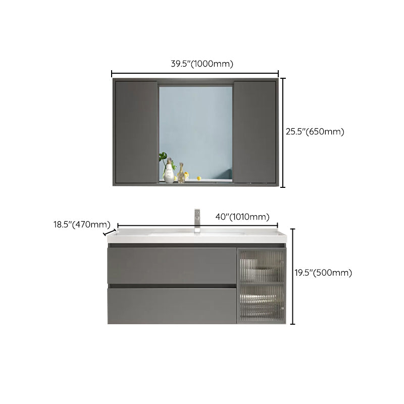 Glam Bathroom Vanity Set Wall Mount Bathroom Sink Vanity with Mirror Clearhalo 'Bathroom Remodel & Bathroom Fixtures' 'Bathroom Vanities' 'bathroom_vanities' 'Home Improvement' 'home_improvement' 'home_improvement_bathroom_vanities' 7263951