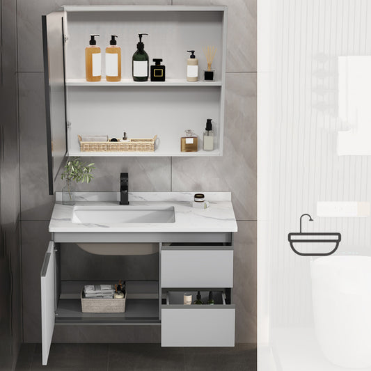 Modern Bathroom Sink Vanity Wall Mount Bathroom Vanity Set with Mirror Clearhalo 'Bathroom Remodel & Bathroom Fixtures' 'Bathroom Vanities' 'bathroom_vanities' 'Home Improvement' 'home_improvement' 'home_improvement_bathroom_vanities' 7263955