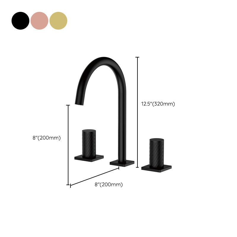 Luxury Vessel Sink Faucet Knob Handle 3 Holes Gooseneck Circular Vessel Faucet Clearhalo 'Bathroom Remodel & Bathroom Fixtures' 'Bathroom Sink Faucets' 'Bathroom Sinks & Faucet Components' 'bathroom_sink_faucets' 'Home Improvement' 'home_improvement' 'home_improvement_bathroom_sink_faucets' 7264329