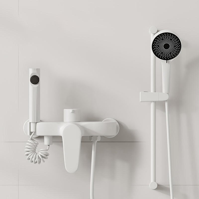 Modern Shower Set Brass Temperature Control Slide Bar Included Shower Trim Ivory Temperature Control Slide Bar Included Clearhalo 'Bathroom Remodel & Bathroom Fixtures' 'Home Improvement' 'home_improvement' 'home_improvement_shower_faucets' 'Shower Faucets & Systems' 'shower_faucets' 'Showers & Bathtubs Plumbing' 'Showers & Bathtubs' 7264760