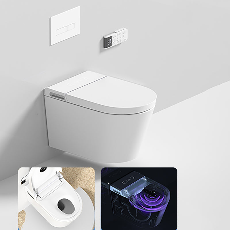 Contemporary Smart Toilet White Foot Sensor Elongated Dryer Wall Mounted Bidet White Wall Mounted Clearhalo 'Bathroom Remodel & Bathroom Fixtures' 'Bidets' 'Home Improvement' 'home_improvement' 'home_improvement_bidets' 'Toilets & Bidets' 7264971