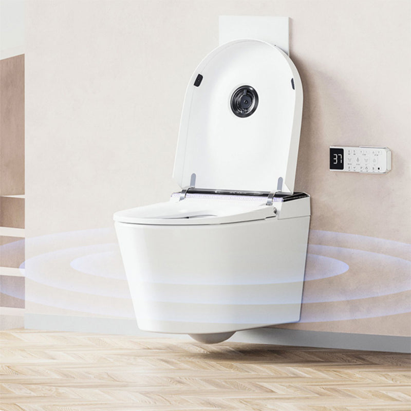 Contemporary Smart Toilet White Foot Sensor Elongated Dryer Wall Mounted Bidet Clearhalo 'Bathroom Remodel & Bathroom Fixtures' 'Bidets' 'Home Improvement' 'home_improvement' 'home_improvement_bidets' 'Toilets & Bidets' 7264977