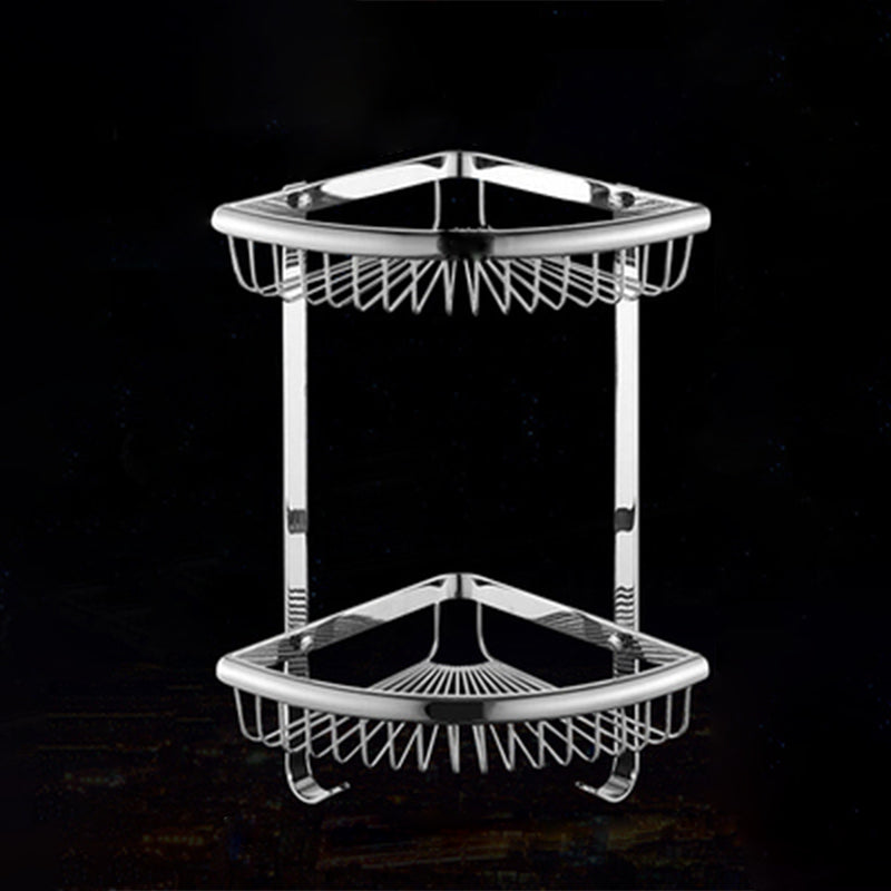 Modern Stainless Steel Bath Hardware Set Towel Bar Bath Shelf Bathroom Accessory Kit Double Layer Triangle Bath Shelves Clearhalo 'Bathroom Hardware Sets' 'Bathroom Hardware' 'Bathroom Remodel & Bathroom Fixtures' 'bathroom_hardware_sets' 'Home Improvement' 'home_improvement' 'home_improvement_bathroom_hardware_sets' 7265025