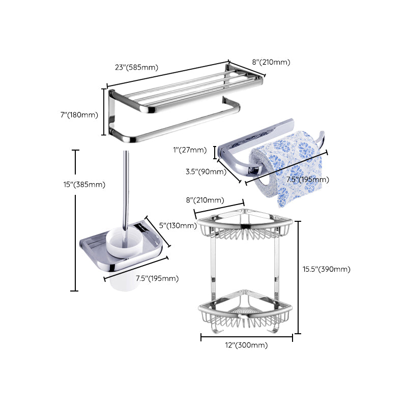 Modern Stainless Steel Bath Hardware Set Towel Bar Bath Shelf Bathroom Accessory Kit Clearhalo 'Bathroom Hardware Sets' 'Bathroom Hardware' 'Bathroom Remodel & Bathroom Fixtures' 'bathroom_hardware_sets' 'Home Improvement' 'home_improvement' 'home_improvement_bathroom_hardware_sets' 7265037