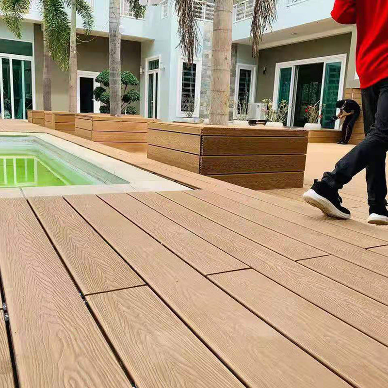 Wire Brushed Floor Tile Click Lock Engineered Wood for Patio Garden Clearhalo 'Flooring 'Hardwood Flooring' 'hardwood_flooring' 'Home Improvement' 'home_improvement' 'home_improvement_hardwood_flooring' Walls and Ceiling' 7266015