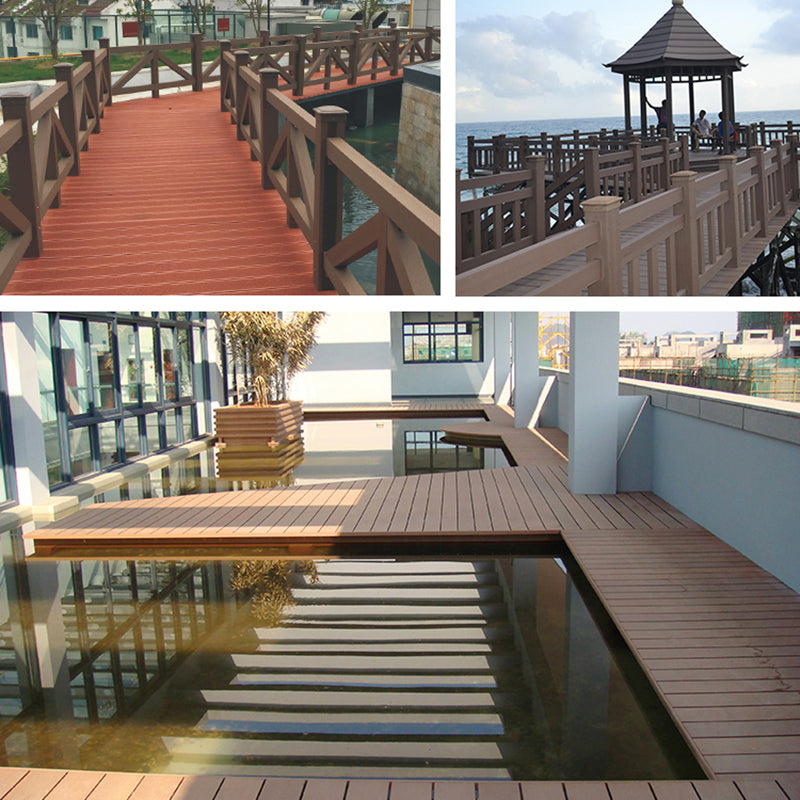 Wire Brushed Floor Tile Click Lock Engineered Wood for Patio Garden Clearhalo 'Flooring 'Hardwood Flooring' 'hardwood_flooring' 'Home Improvement' 'home_improvement' 'home_improvement_hardwood_flooring' Walls and Ceiling' 7266018