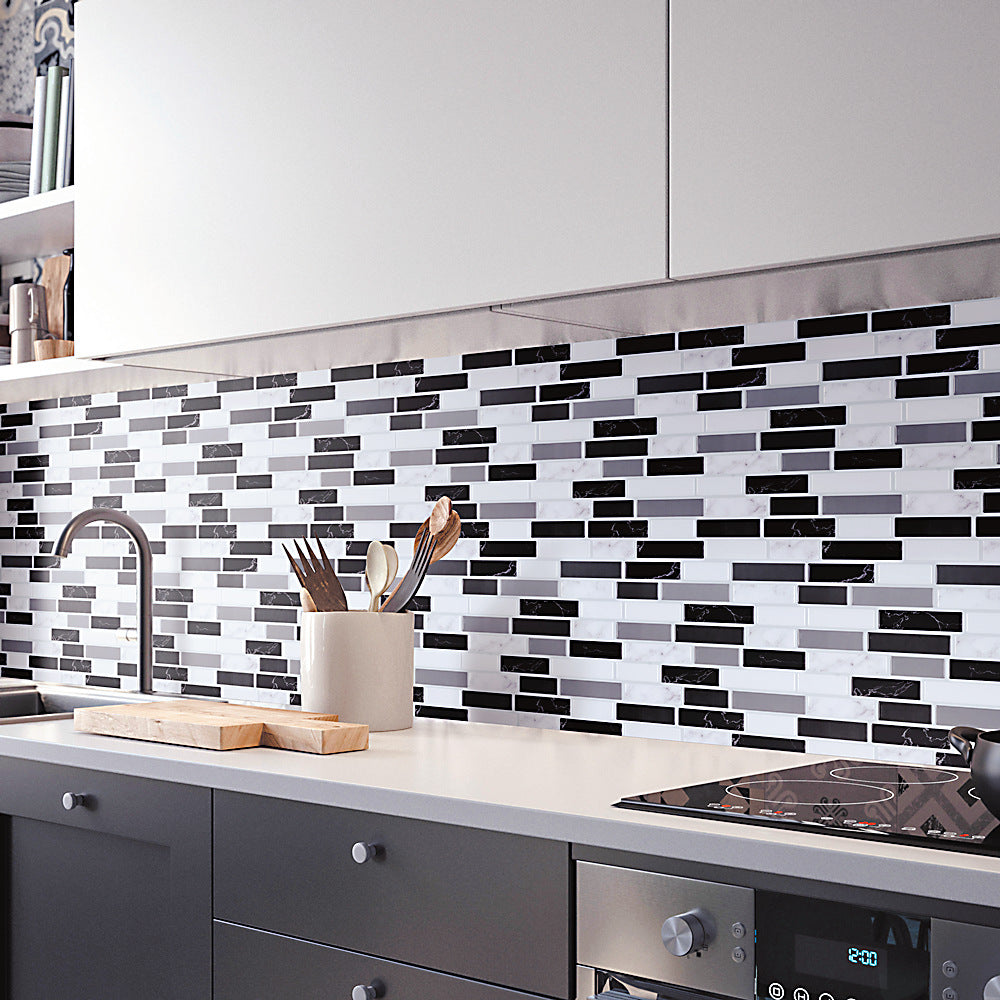 Plastic Peel & Stick Subway Tile Modern Simple Subway Tile Wallpaper Gray Black White 10-Piece Set Clearhalo 'Flooring 'Home Improvement' 'home_improvement' 'home_improvement_peel_stick_blacksplash' 'Peel & Stick Backsplash Tile' 'peel_stick_blacksplash' 'Walls & Ceilings' Walls and Ceiling' 7266047