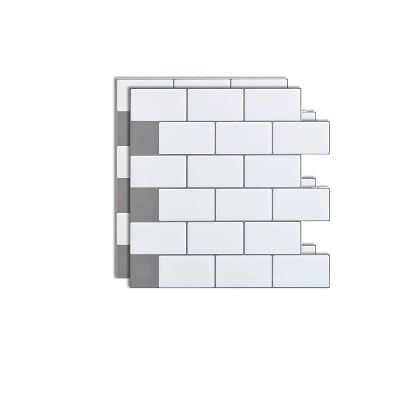 Plastic Peel & Stick Subway Tile Modern Simple Subway Tile Wallpaper White-Gray Clearhalo 'Flooring 'Home Improvement' 'home_improvement' 'home_improvement_peel_stick_blacksplash' 'Peel & Stick Backsplash Tile' 'peel_stick_blacksplash' 'Walls & Ceilings' Walls and Ceiling' 7266069