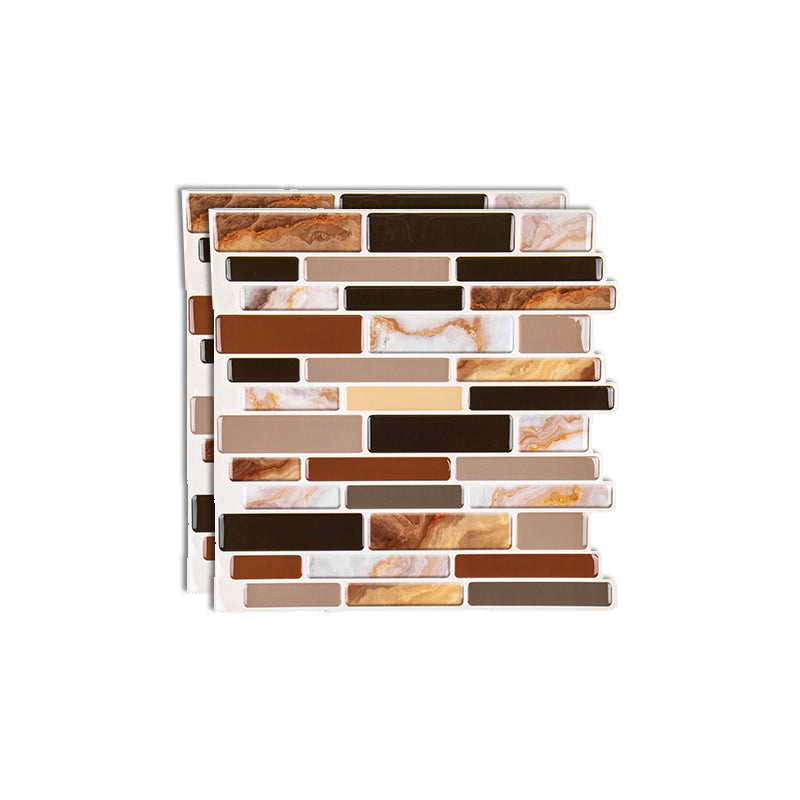 Plastic Peel & Stick Subway Tile Modern Simple Subway Tile Wallpaper Dark Brown Clearhalo 'Flooring 'Home Improvement' 'home_improvement' 'home_improvement_peel_stick_blacksplash' 'Peel & Stick Backsplash Tile' 'peel_stick_blacksplash' 'Walls & Ceilings' Walls and Ceiling' 7266070