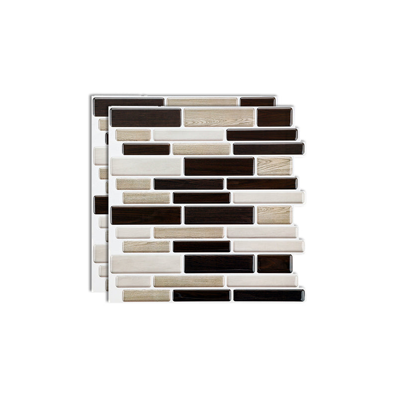 Plastic Peel & Stick Subway Tile Modern Simple Subway Tile Wallpaper Khaki-Black Clearhalo 'Flooring 'Home Improvement' 'home_improvement' 'home_improvement_peel_stick_blacksplash' 'Peel & Stick Backsplash Tile' 'peel_stick_blacksplash' 'Walls & Ceilings' Walls and Ceiling' 7266076