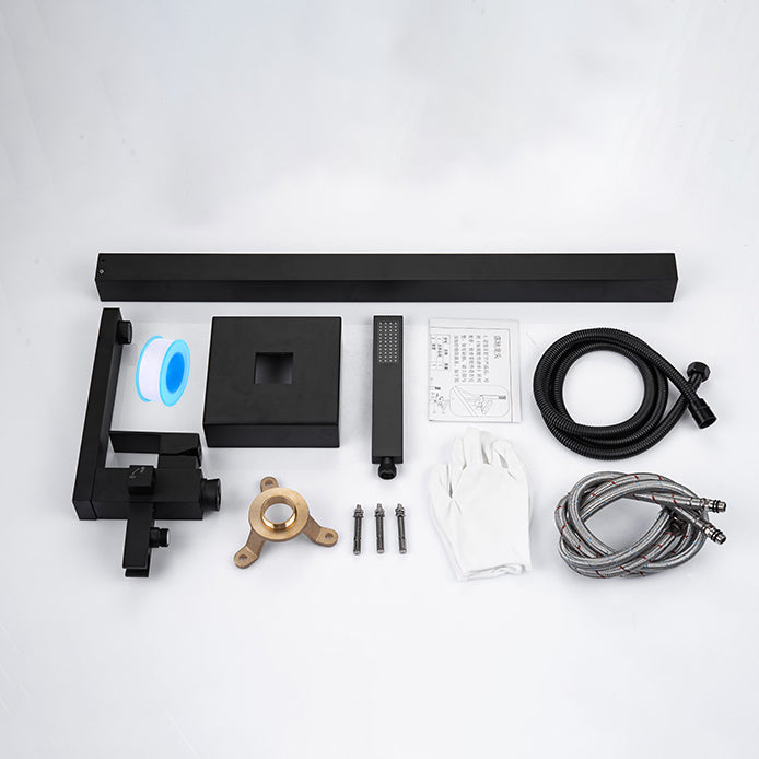 Modern Freestanding Tub Fillers Copper Floor Mounted with Handshower Bathtub Faucet Clearhalo 'Bathroom Remodel & Bathroom Fixtures' 'Bathtub Faucets' 'bathtub_faucets' 'Home Improvement' 'home_improvement' 'home_improvement_bathtub_faucets' 7266112