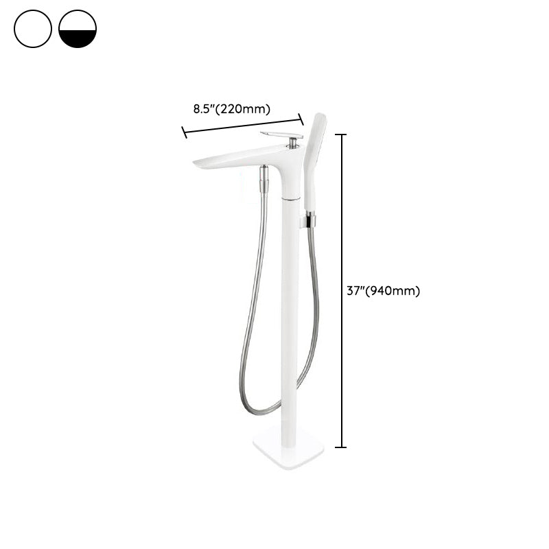 Modern Freestanding Tub Fillers Copper Floor Mounted with Handshower Bathtub Faucet Clearhalo 'Bathroom Remodel & Bathroom Fixtures' 'Bathtub Faucets' 'bathtub_faucets' 'Home Improvement' 'home_improvement' 'home_improvement_bathtub_faucets' 7266134