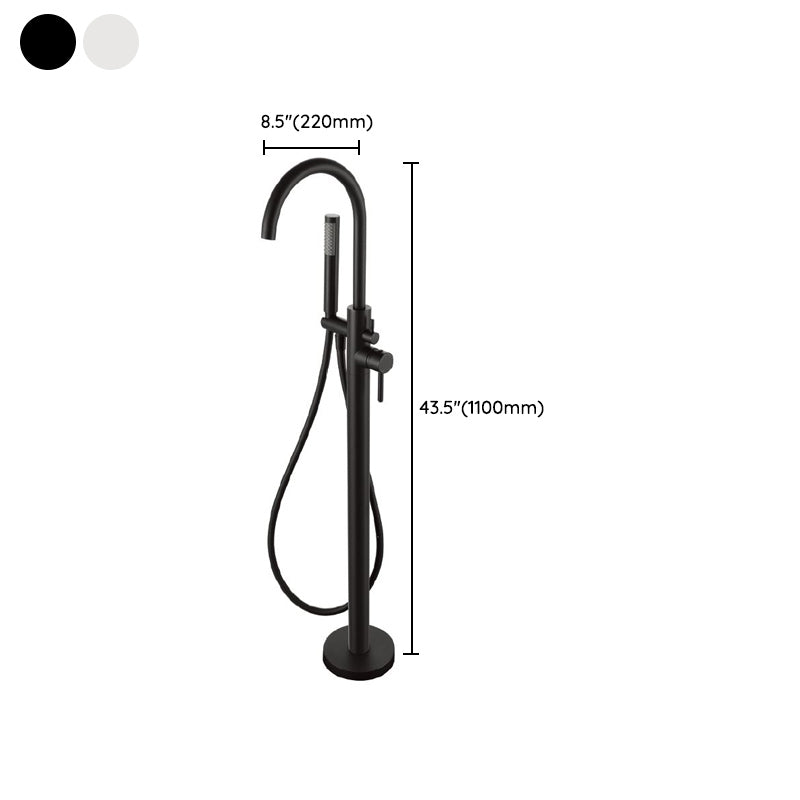 Modern Freestanding Tub Fillers Copper Floor Mounted with Handshower Bathtub Faucet Clearhalo 'Bathroom Remodel & Bathroom Fixtures' 'Bathtub Faucets' 'bathtub_faucets' 'Home Improvement' 'home_improvement' 'home_improvement_bathtub_faucets' 7266137