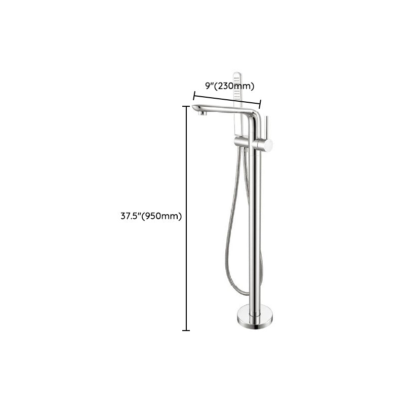Modern Freestanding Tub Fillers Copper Floor Mounted with Handshower Bathtub Faucet Clearhalo 'Bathroom Remodel & Bathroom Fixtures' 'Bathtub Faucets' 'bathtub_faucets' 'Home Improvement' 'home_improvement' 'home_improvement_bathtub_faucets' 7266140