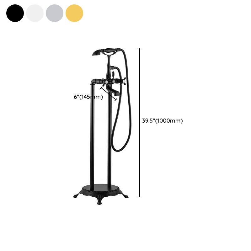 Modern Freestanding Tub Fillers Copper Floor Mounted with Handshower Bathtub Faucet Clearhalo 'Bathroom Remodel & Bathroom Fixtures' 'Bathtub Faucets' 'bathtub_faucets' 'Home Improvement' 'home_improvement' 'home_improvement_bathtub_faucets' 7266144