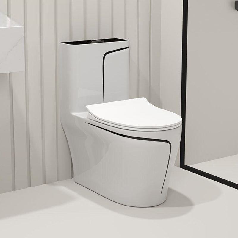 Traditional Siphon Jet Flush Toilet One Piece Urine Toilet for Bathroom 15"L x 27"W x 30"H Black 14" Clearhalo 'Bathroom Remodel & Bathroom Fixtures' 'Home Improvement' 'home_improvement' 'home_improvement_toilets' 'Toilets & Bidets' 'Toilets' 7266591