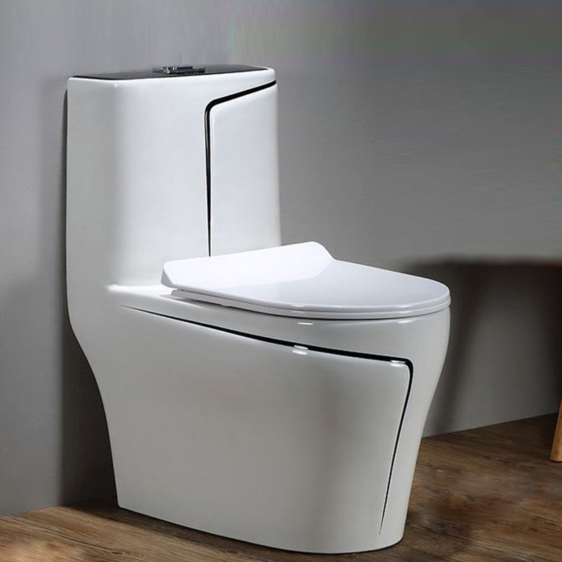 Traditional Siphon Jet Flush Toilet One Piece Urine Toilet for Bathroom 15"L x 27"W x 30"H Black Clearhalo 'Bathroom Remodel & Bathroom Fixtures' 'Home Improvement' 'home_improvement' 'home_improvement_toilets' 'Toilets & Bidets' 'Toilets' 7266598