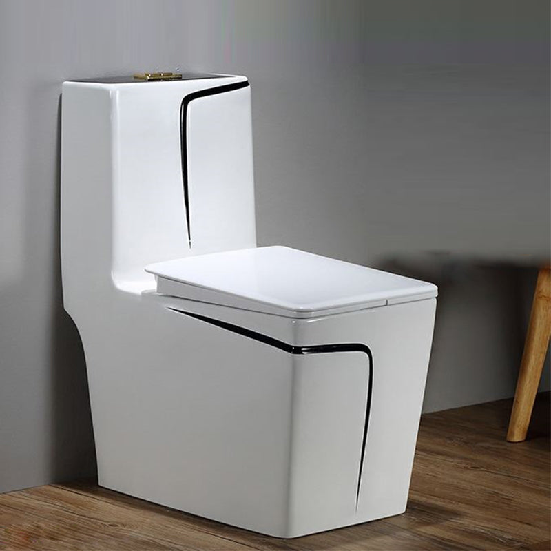 Traditional Siphon Jet Flush Toilet One Piece Urine Toilet for Bathroom 13"L x 27"W x 30"H Black 16" Clearhalo 'Bathroom Remodel & Bathroom Fixtures' 'Home Improvement' 'home_improvement' 'home_improvement_toilets' 'Toilets & Bidets' 'Toilets' 7266607