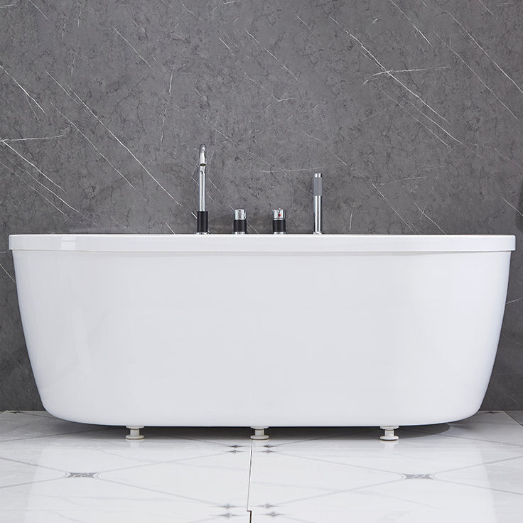 Modern Oval Center Bath Acrylic Freestanding Soaking White Bathtub 59"L x 30"W x 24"H Tub with Sliver 4-Piece Set Clearhalo 'Bathroom Remodel & Bathroom Fixtures' 'Bathtubs' 'Home Improvement' 'home_improvement' 'home_improvement_bathtubs' 'Showers & Bathtubs' 7266618
