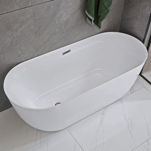 Antique Finish Stand Alone Bathtub Modern Oval Soaking Bath Tub White Tub