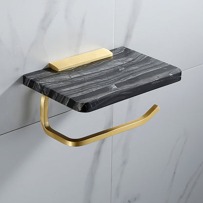 Contemporary Golden Bath Hardware Set Brass& Marble Bathroom Accessory Kit Toilet Paper Holder Clearhalo 'Bathroom Hardware Sets' 'Bathroom Hardware' 'Bathroom Remodel & Bathroom Fixtures' 'bathroom_hardware_sets' 'Home Improvement' 'home_improvement' 'home_improvement_bathroom_hardware_sets' 7267475