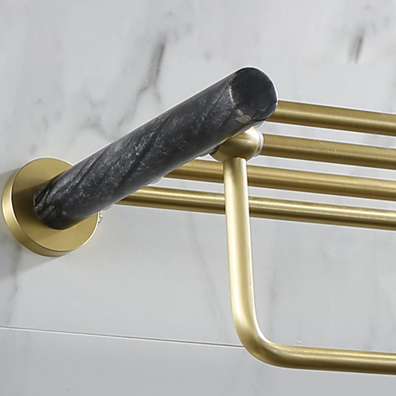 Contemporary Golden Bath Hardware Set Brass& Marble Bathroom Accessory Kit Clearhalo 'Bathroom Hardware Sets' 'Bathroom Hardware' 'Bathroom Remodel & Bathroom Fixtures' 'bathroom_hardware_sets' 'Home Improvement' 'home_improvement' 'home_improvement_bathroom_hardware_sets' 7267485