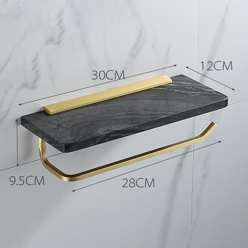 Contemporary Golden Bath Hardware Set Brass& Marble Bathroom Accessory Kit Clearhalo 'Bathroom Hardware Sets' 'Bathroom Hardware' 'Bathroom Remodel & Bathroom Fixtures' 'bathroom_hardware_sets' 'Home Improvement' 'home_improvement' 'home_improvement_bathroom_hardware_sets' 7267487