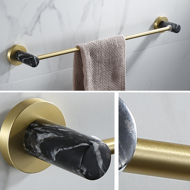 Contemporary Golden Bath Hardware Set Brass& Marble Bathroom Accessory Kit Clearhalo 'Bathroom Hardware Sets' 'Bathroom Hardware' 'Bathroom Remodel & Bathroom Fixtures' 'bathroom_hardware_sets' 'Home Improvement' 'home_improvement' 'home_improvement_bathroom_hardware_sets' 7267490