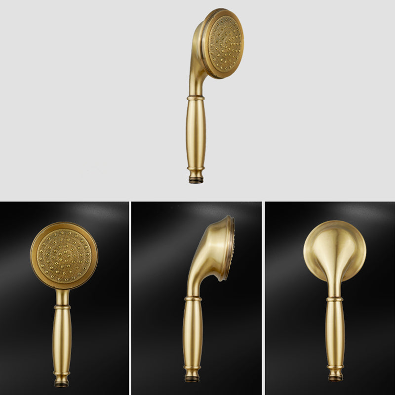 Traditional Style Shower Head in Brass Single Spray Wall-Mount Showerhead Clearhalo 'Bathroom Remodel & Bathroom Fixtures' 'Home Improvement' 'home_improvement' 'home_improvement_shower_heads' 'Shower Heads' 'shower_heads' 'Showers & Bathtubs Plumbing' 'Showers & Bathtubs' 7268695