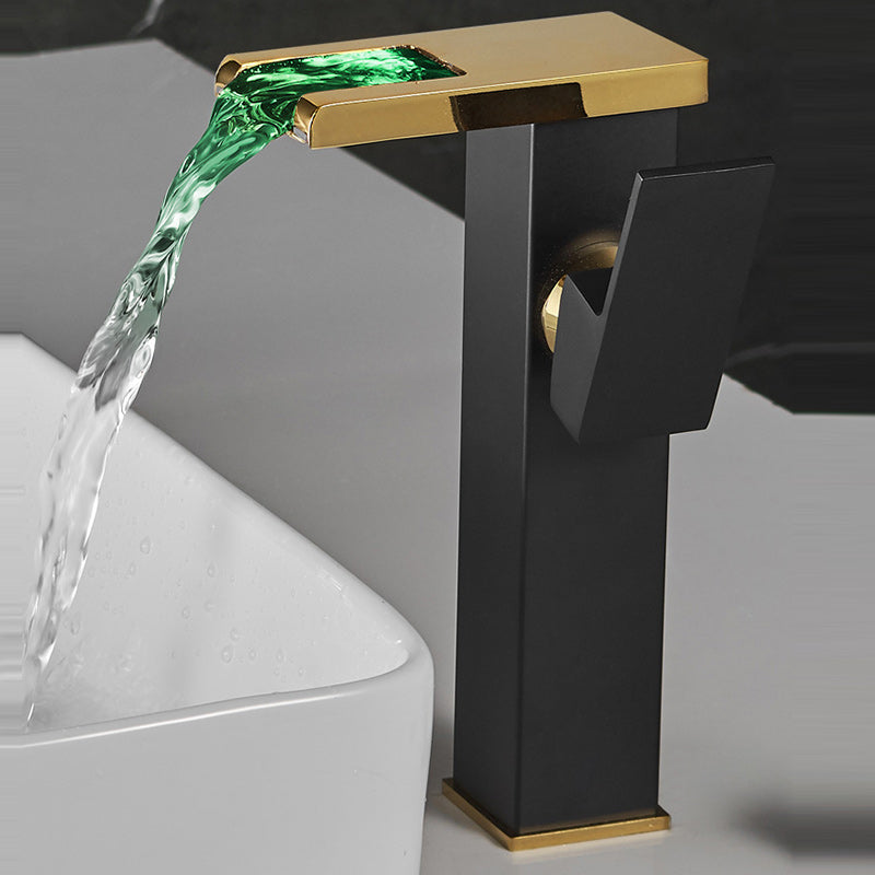 Waterfall Spout Vessel Sink Faucet Lever Handle Square Vessel Faucet Clearhalo 'Bathroom Remodel & Bathroom Fixtures' 'Bathroom Sink Faucets' 'Bathroom Sinks & Faucet Components' 'bathroom_sink_faucets' 'Home Improvement' 'home_improvement' 'home_improvement_bathroom_sink_faucets' 7268709
