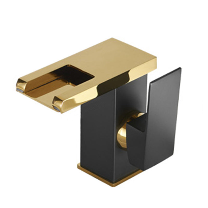 Waterfall Spout Vessel Sink Faucet Lever Handle Square Vessel Faucet Clearhalo 'Bathroom Remodel & Bathroom Fixtures' 'Bathroom Sink Faucets' 'Bathroom Sinks & Faucet Components' 'bathroom_sink_faucets' 'Home Improvement' 'home_improvement' 'home_improvement_bathroom_sink_faucets' 7268711