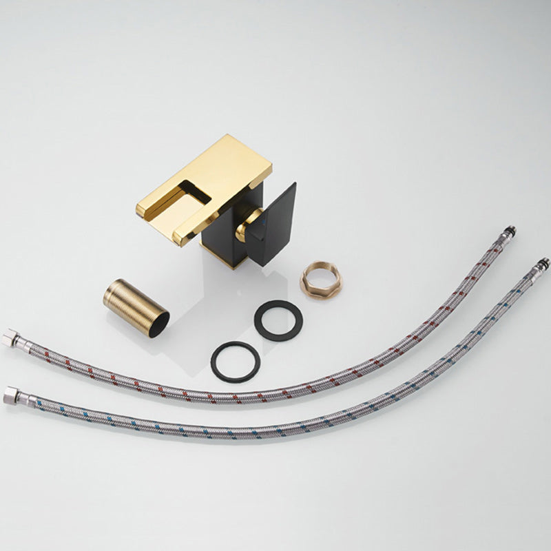 Waterfall Spout Vessel Sink Faucet Lever Handle Square Vessel Faucet Clearhalo 'Bathroom Remodel & Bathroom Fixtures' 'Bathroom Sink Faucets' 'Bathroom Sinks & Faucet Components' 'bathroom_sink_faucets' 'Home Improvement' 'home_improvement' 'home_improvement_bathroom_sink_faucets' 7268716