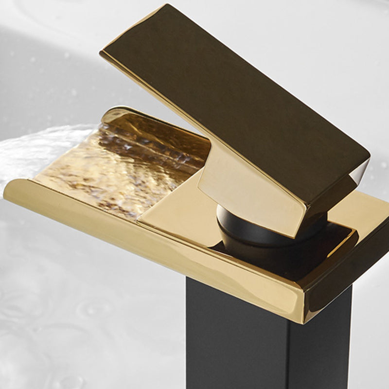 Waterfall Spout Vessel Sink Faucet Lever Handle Square Vessel Faucet Clearhalo 'Bathroom Remodel & Bathroom Fixtures' 'Bathroom Sink Faucets' 'Bathroom Sinks & Faucet Components' 'bathroom_sink_faucets' 'Home Improvement' 'home_improvement' 'home_improvement_bathroom_sink_faucets' 7268719