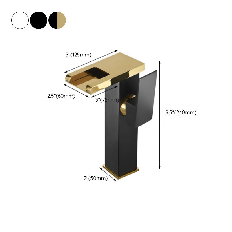 Waterfall Spout Vessel Sink Faucet Lever Handle Square Vessel Faucet Clearhalo 'Bathroom Remodel & Bathroom Fixtures' 'Bathroom Sink Faucets' 'Bathroom Sinks & Faucet Components' 'bathroom_sink_faucets' 'Home Improvement' 'home_improvement' 'home_improvement_bathroom_sink_faucets' 7268726