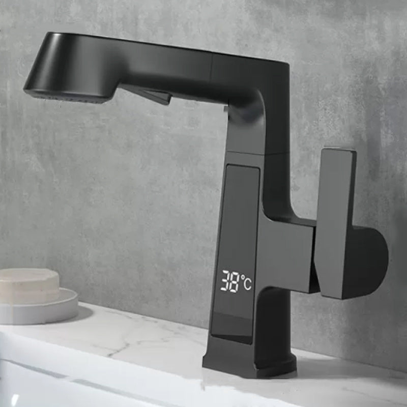 Classic Centerset Faucet Single Handle Solid Color Centerset Bathroom Sink Faucet Negro Moderno Clearhalo 'bathroom_sink_faucets' 'Conjunta de Baño y Conjunta de Grifo' 'Coronamiento de Baño y Dispositivo de Baño' 'Grifo del lavabo del baño' 'Hogar' 'home_improvement' 'home_improvement_bathroom_sink_faucets' 'Mejoras para el hogar' 7268742