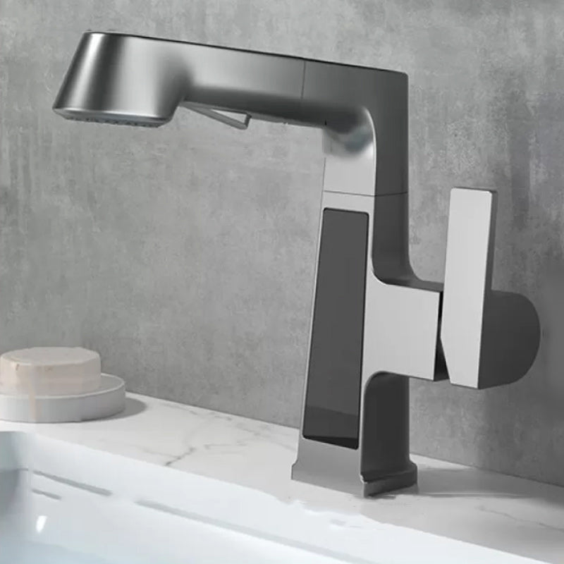 Classic Centerset Faucet Single Handle Solid Color Centerset Bathroom Sink Faucet Gun Grey Moderno Clearhalo 'bathroom_sink_faucets' 'Conjunta de Baño y Conjunta de Grifo' 'Coronamiento de Baño y Dispositivo de Baño' 'Grifo del lavabo del baño' 'Hogar' 'home_improvement' 'home_improvement_bathroom_sink_faucets' 'Mejoras para el hogar' 7268751