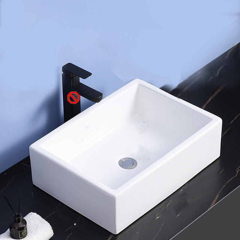 Modern Bathroom Sink Ceramic Rectangular White with Single Faucet Hole Vessel Sink 20"L x 14"W x 6"H Sink Clearhalo 'Bathroom Remodel & Bathroom Fixtures' 'Bathroom Sinks & Faucet Components' 'Bathroom Sinks' 'bathroom_sink' 'Home Improvement' 'home_improvement' 'home_improvement_bathroom_sink' 7268831