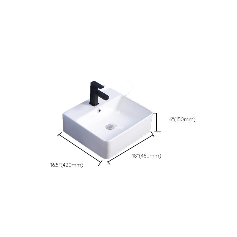 Modern Bathroom Sink Ceramic Rectangular White with Single Faucet Hole Vessel Sink Clearhalo 'Bathroom Remodel & Bathroom Fixtures' 'Bathroom Sinks & Faucet Components' 'Bathroom Sinks' 'bathroom_sink' 'Home Improvement' 'home_improvement' 'home_improvement_bathroom_sink' 7268836