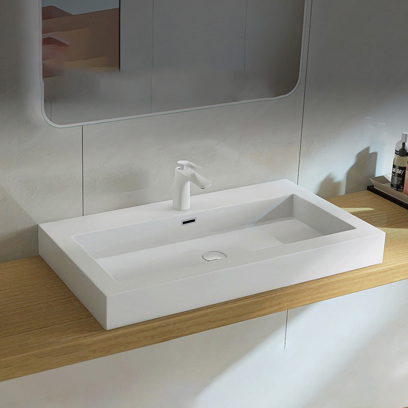 Modern Bathroom Sink Man Made Rock Rectangular Vessel Bathroom Sink with Pop-Up Drain Clearhalo 'Bathroom Remodel & Bathroom Fixtures' 'Bathroom Sinks & Faucet Components' 'Bathroom Sinks' 'bathroom_sink' 'Home Improvement' 'home_improvement' 'home_improvement_bathroom_sink' 7268844