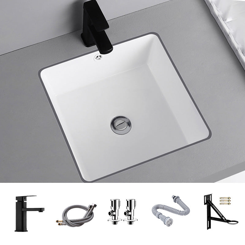 Undermount Bathroom Sink Square Overflow Drain Assemble Sink with Faucet 16"L x 16"W x 7"H Cold and Hot Tap Sink with Faucet Clearhalo 'Bathroom Remodel & Bathroom Fixtures' 'Bathroom Sinks & Faucet Components' 'Bathroom Sinks' 'bathroom_sink' 'Home Improvement' 'home_improvement' 'home_improvement_bathroom_sink' 7268862